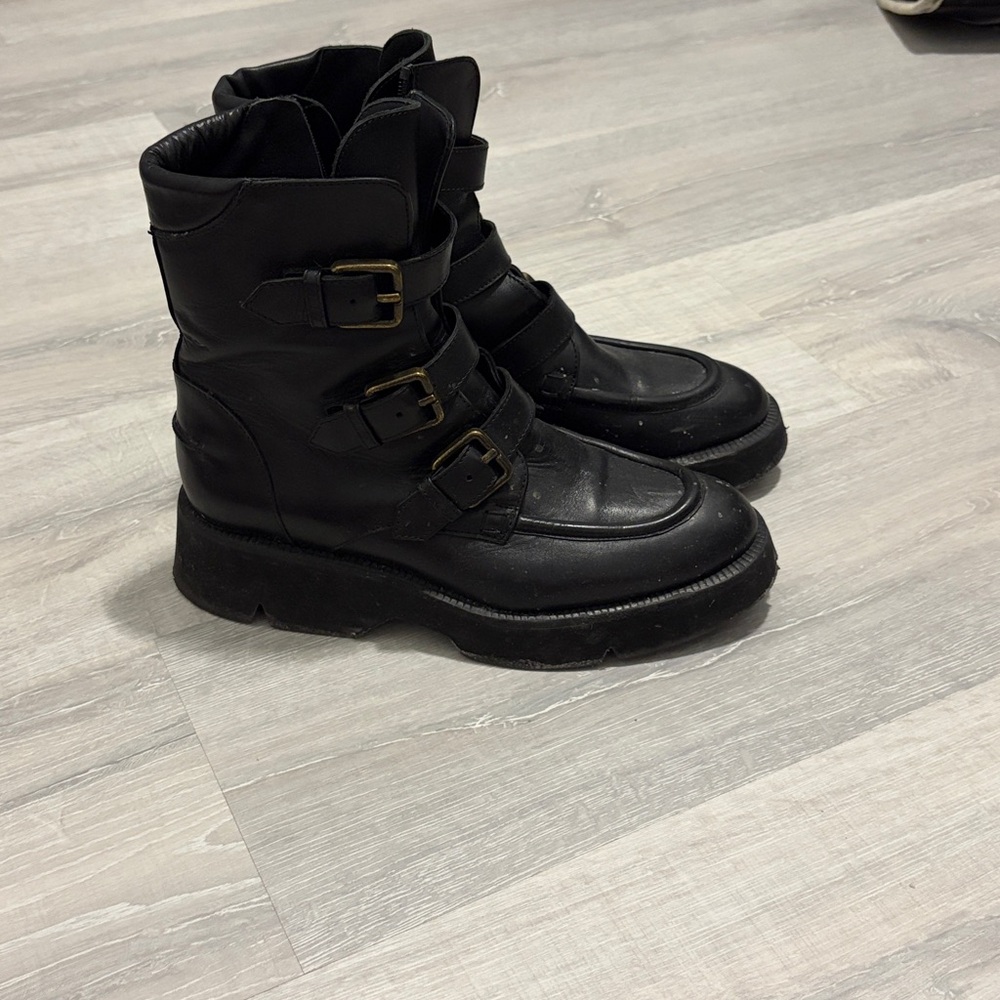 La CANADIENNE Black Ankle Boots with Buckle Detail - Picture 2 of 2